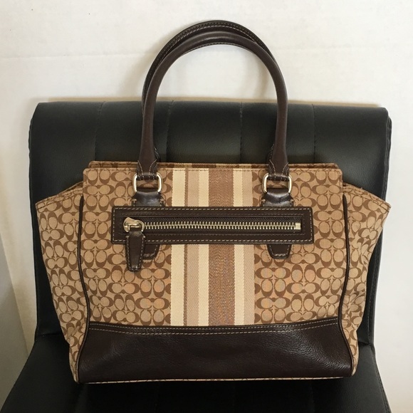 COACH Legacy Signature Stripe Handbag - Picture 2 of 8